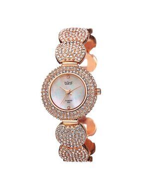 NWT Burgi Mother of Pearl Diamond Dial Silver-tone Base Metal Ladies Watch